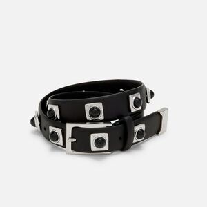 AUREUM Black and Silver Studded Belt
